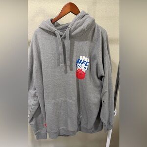 Gray UFC Hoodie with Red and Blue Logo